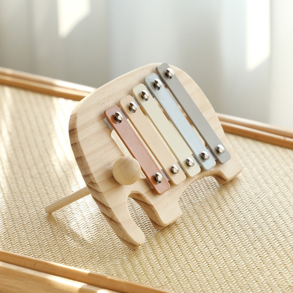 1pc Baby Wooden Rattle Wooden Elephant Xylophone Baby 0 3 Years Toys Make Sound Toys Music Rattle Wooden Kids Instruments Toys