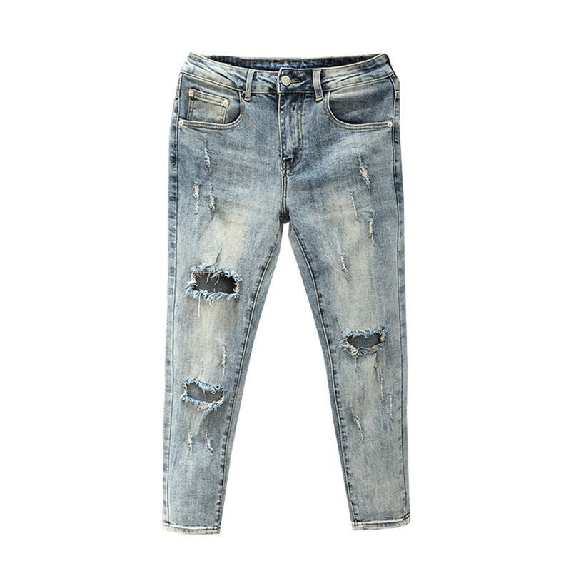 Summer Men's Jeans Trousers Tapered Harajuku Korean Fashion 2025 Autumn Classic Clothes Y2k 2000s Light Blue Male Cowboy Pants