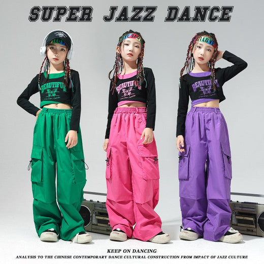 Fashion Children's Clothing Baby Bottom Hip-hop Dance Costumes Girl Cargo Pants Street Loose Outfit Girls Casual Kids Pants