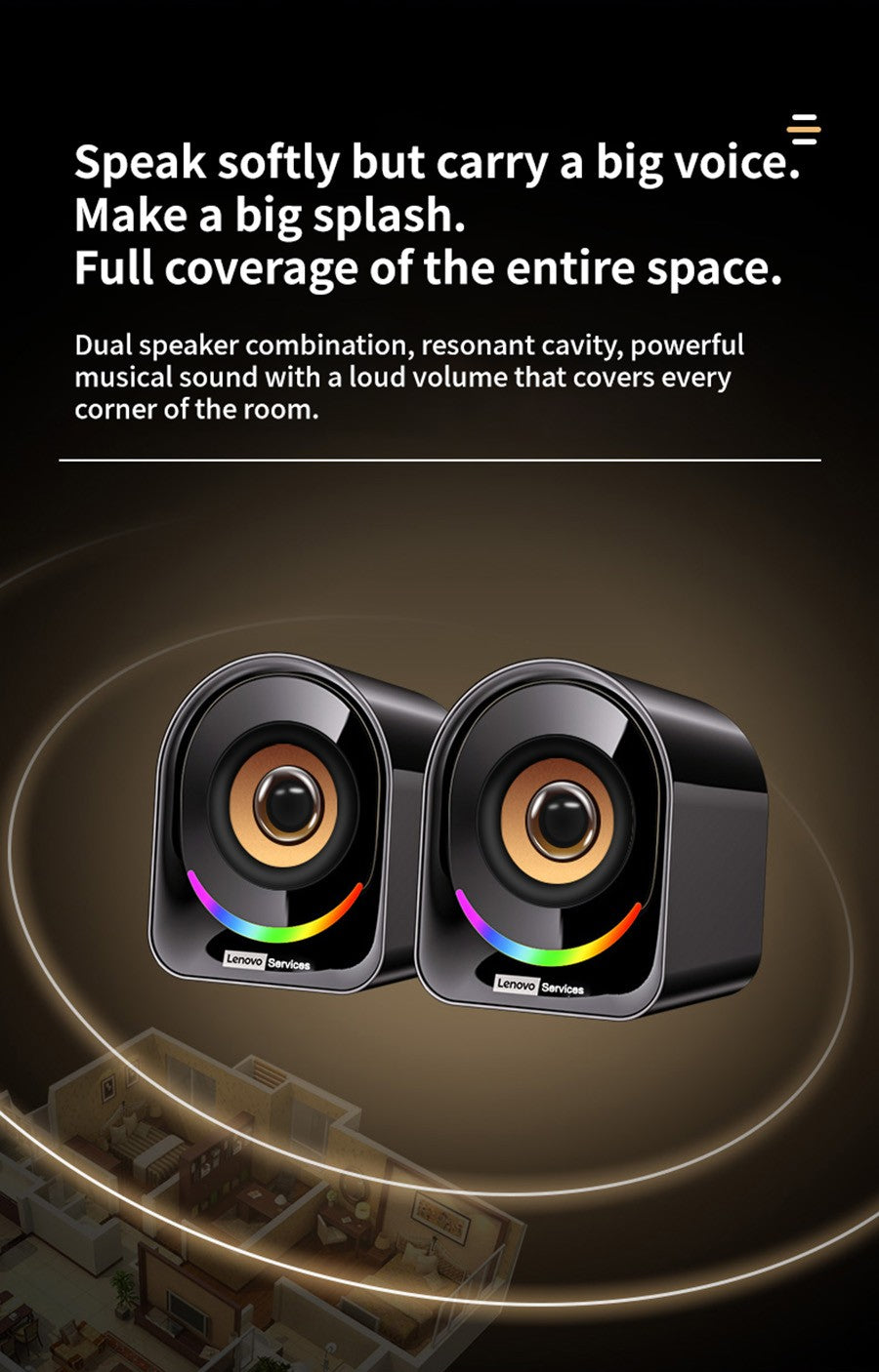 Lenovo Desktop Speakers Portable Small Speakers Computer Speakers Desktop Laptop Home Wired Mini Speakers Small Desktop Multimedia Laptop Speakers