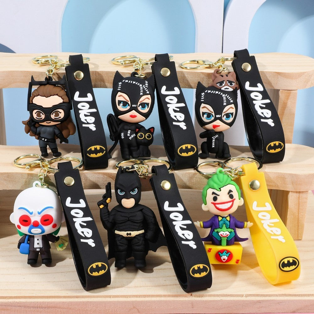 Anime Harley Quinn cartoon Marvel Batman Joker image doll bag keychain cute pendant Wonder Woman car accessories keychain