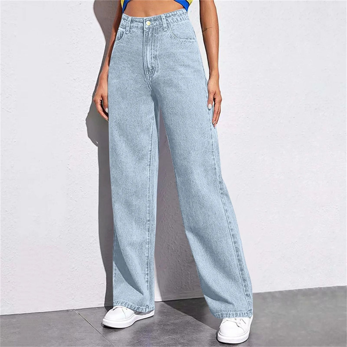 High Waist Wide Leg American Style Summer Casual Women's Jeans Floor Length Design Sensation Fashionable Chinese Brand