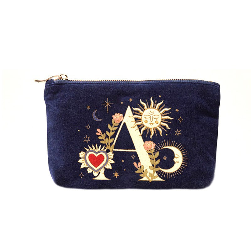 Velvet Handbag Vintage Printed Letter Pattern Makeup Bag