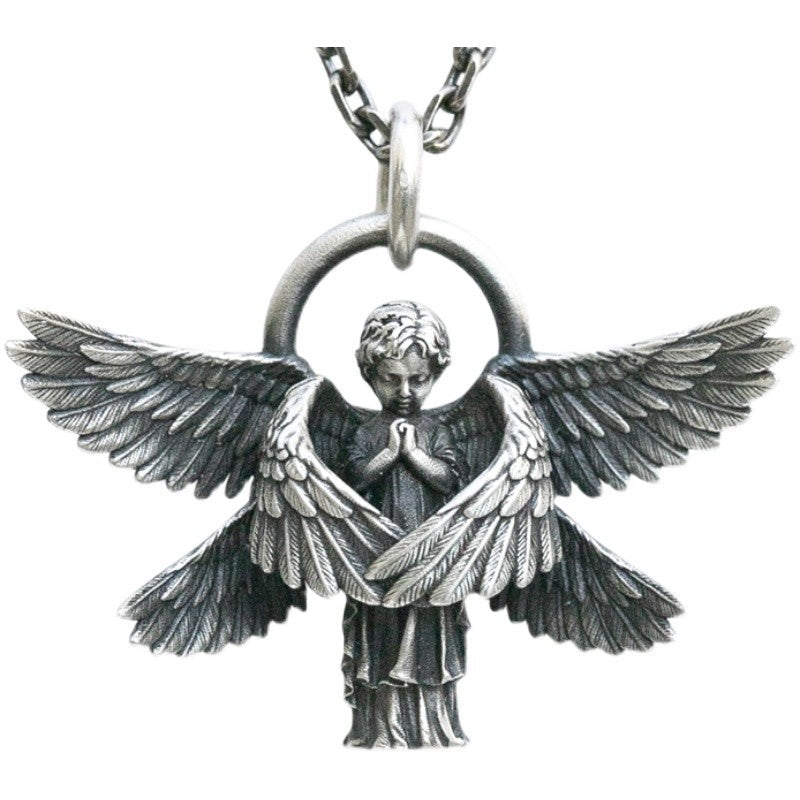 Silver-Plated Anime Mecha Beautiful Girl Girl Pendant Necklace Men and Women Hip-Hop Rock Punk Trendy Jewelry Gift