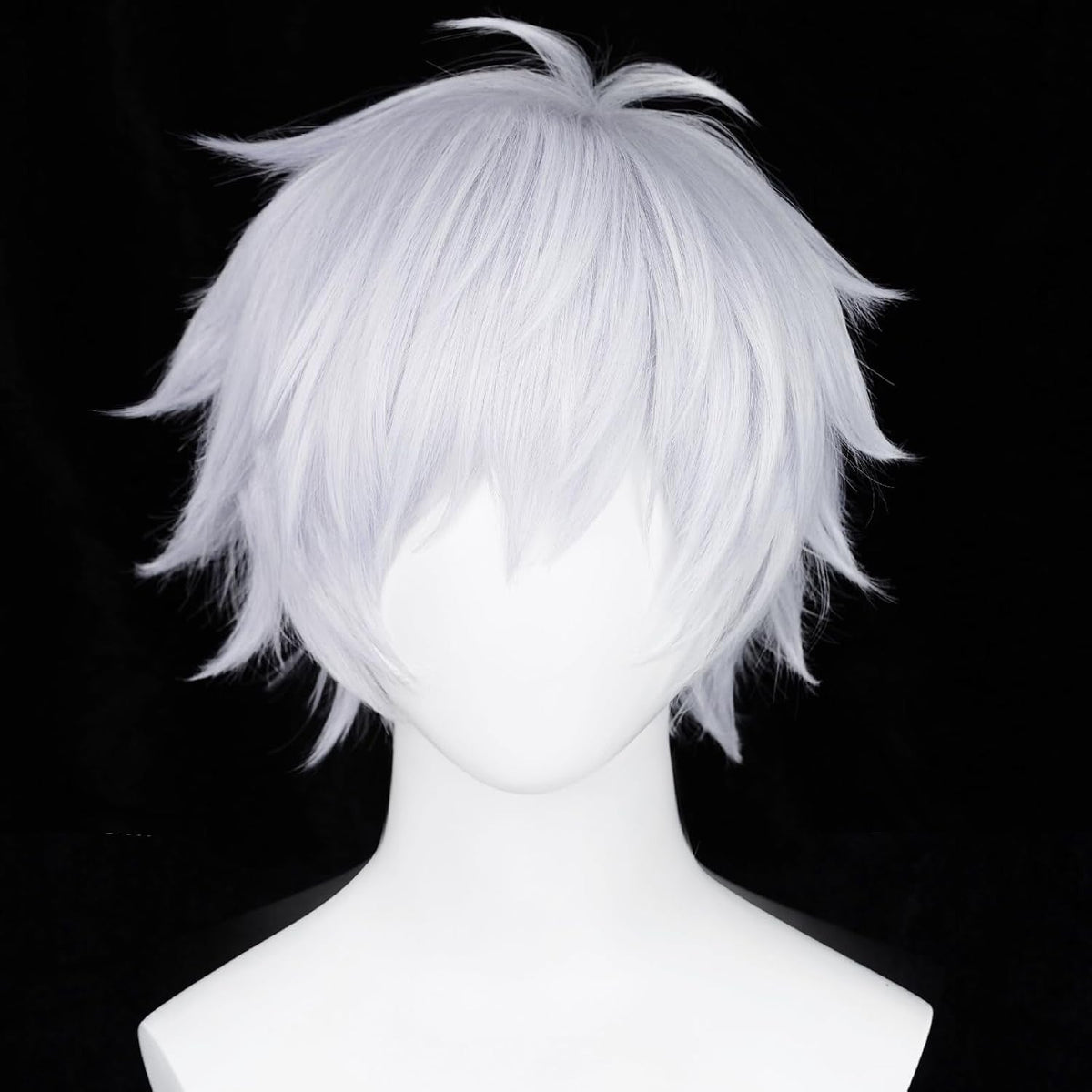 Gojo Cosplay Wig Mens Short Silver Violet synthetic Wig Fluffy Spiky Hair Wigs for Anime Cosplay Halloween Costume