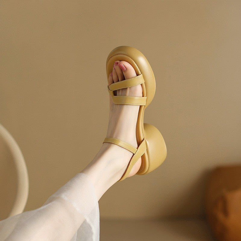 Designer New Women's Sandals 2025 New Fashion High Heels Summer Outdoor Beach Shoes Mary Jane Women Open Toed Thick Heel Sandals