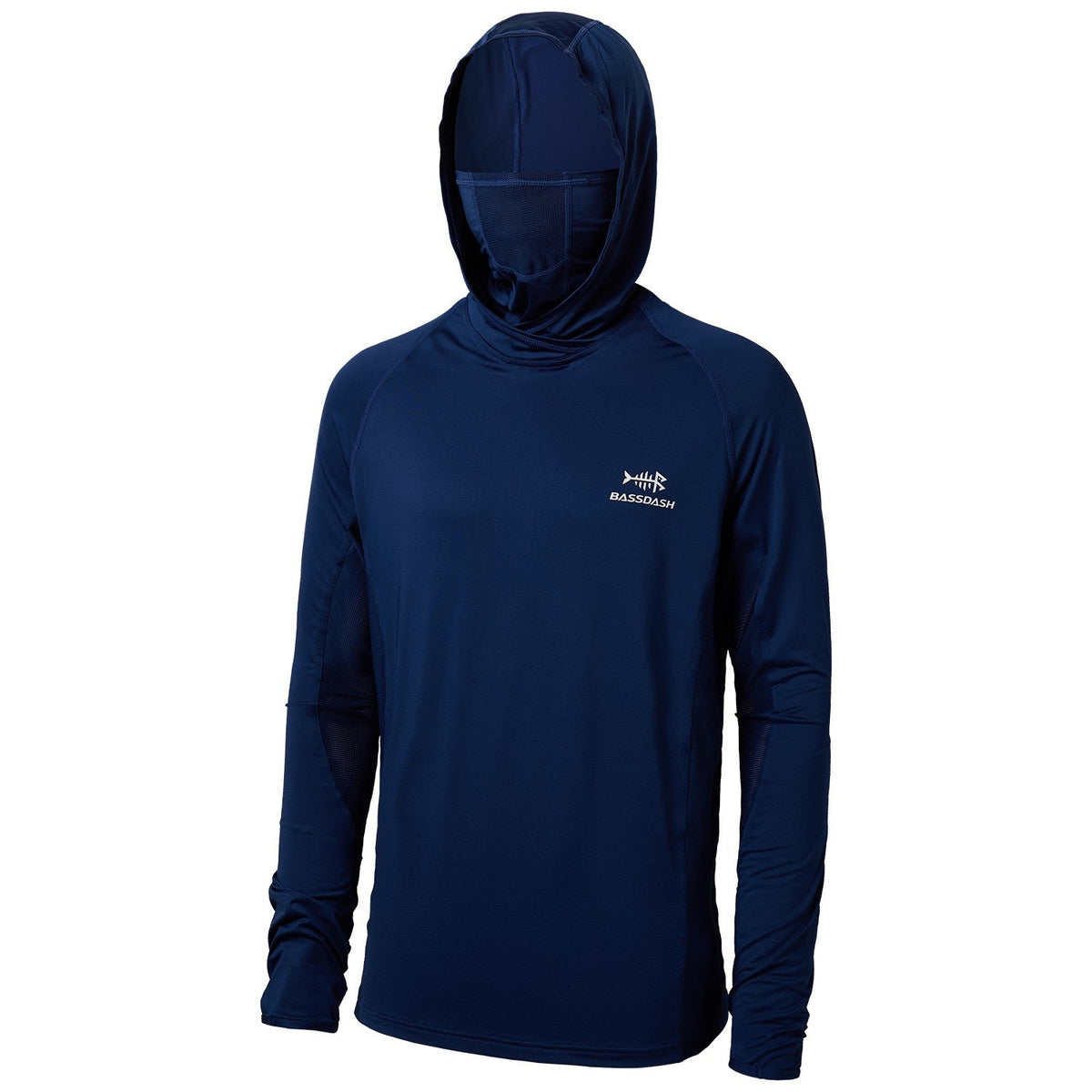 Bassdash UPF 50+ Men’s Long Sleeve Fishing Shirt with Mask UV Neck Gaiter Hoodie Keep Head Face Warm Outdoor Hiking Running