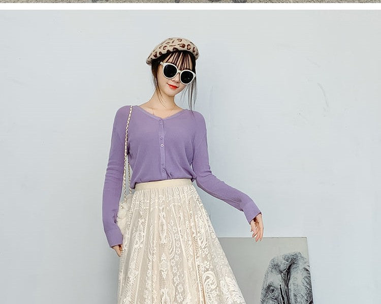 Plus Size plus Size Lace Hollow out f Skirt mid Waist Long Sle Fairy Skirt A-Line Umbrella Skirt Trendy Women's Clothing