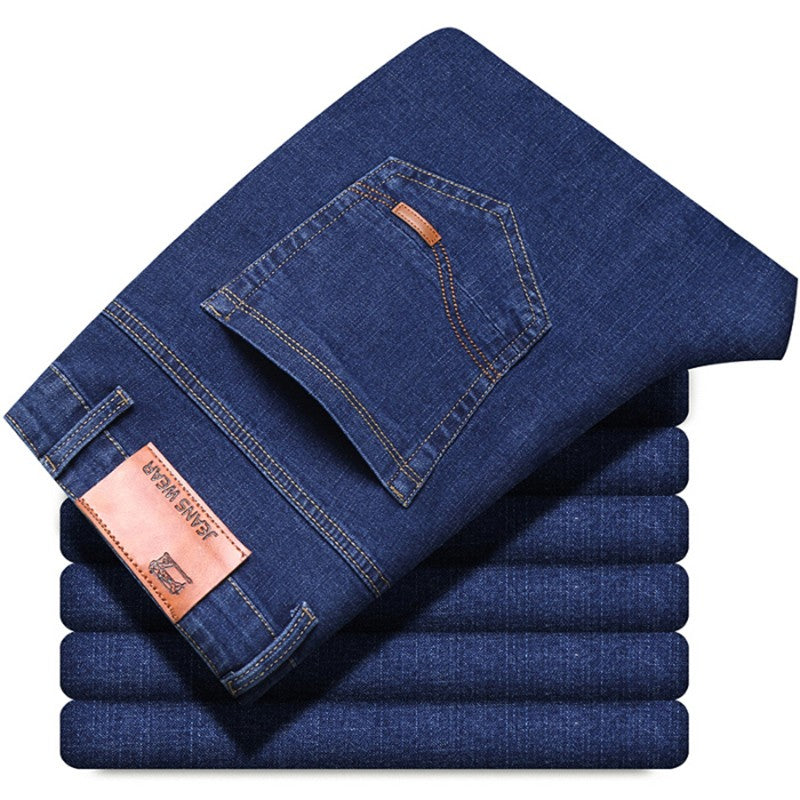 Men's Fashion Business Jeans 2025 Classic Style Casual Stretch Slim Fit Male Denim Trousers Black Blue Brand Jeans Pants