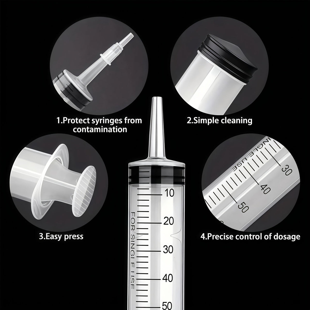60/100/150ml large syringe with 100 cm of tubing, converter, cap set, garden injector, for liquid lipstick paint epoxy resin oil