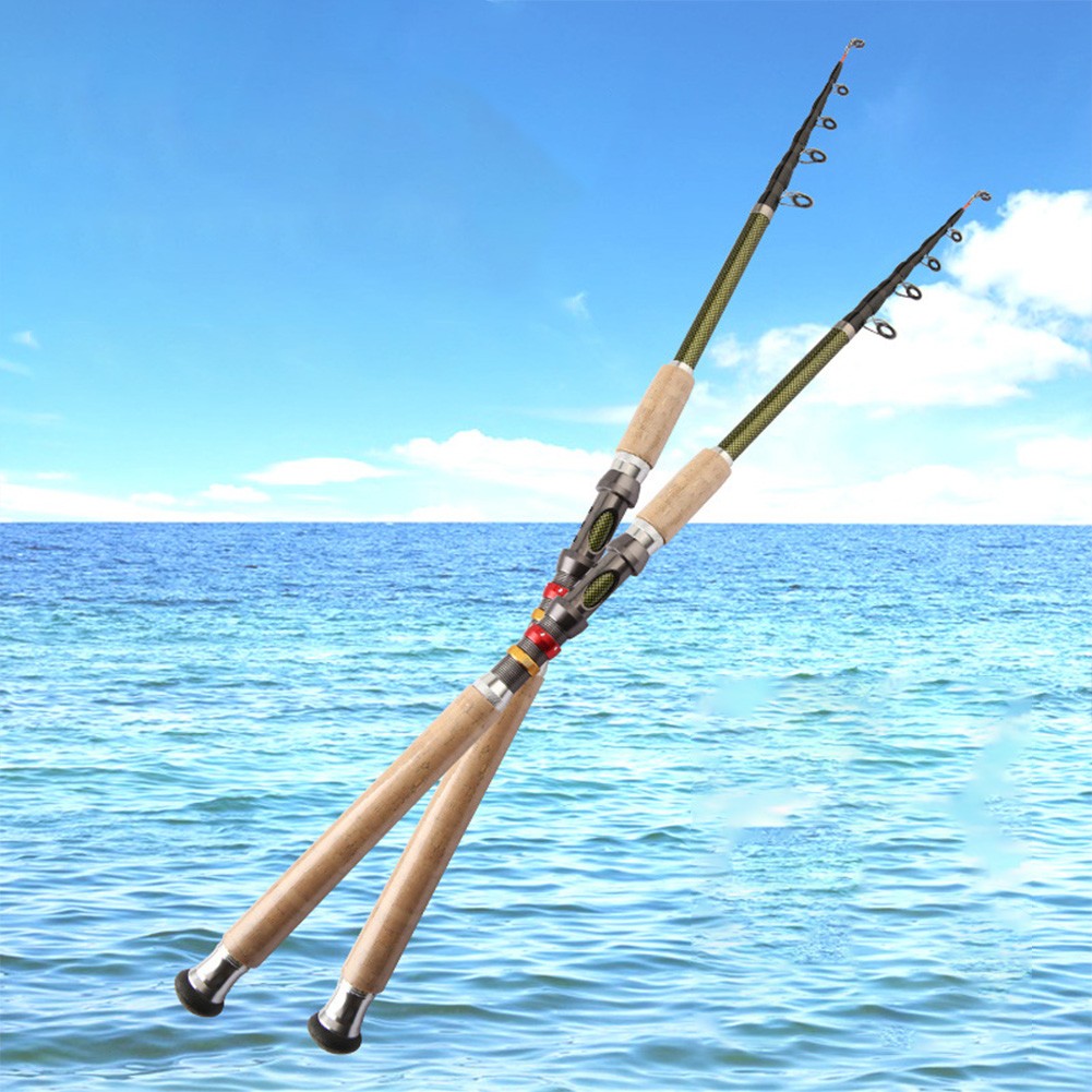 Carbon Fiber Telescopic Fishing Rod 2.1M 2.4M 2.7M Portable Travel Rod M Power for Bass Pike Carp Fishing