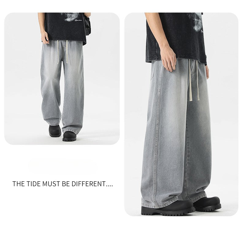 Men's Jeans American Loose Wide-leg Loose Straight Casual Trousers Street Hip-hop Baggy Jeans Black Grey Blue Streetwear Men