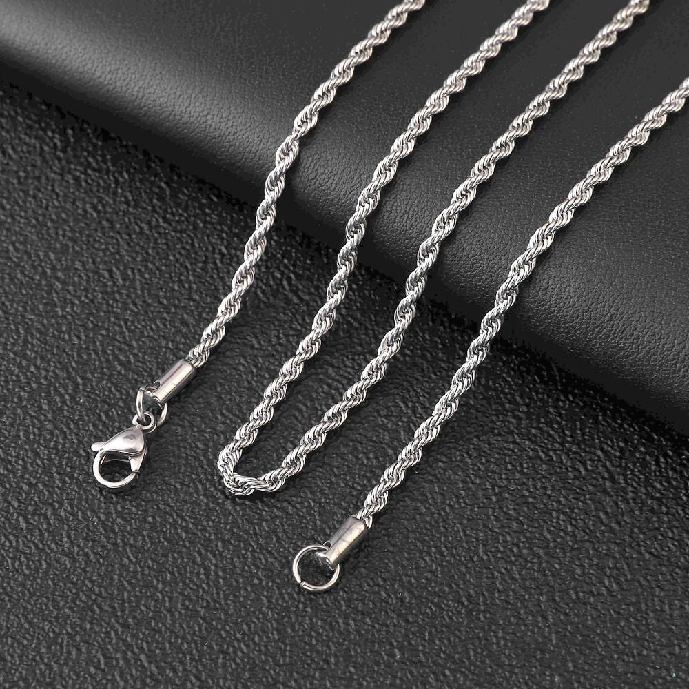 2/3/4/5/6 MM Rope Chain Necklaces For Men Women Twisted Sigapore Links Choker Basic Casual Punk Rock Stainless Steel Jewelry