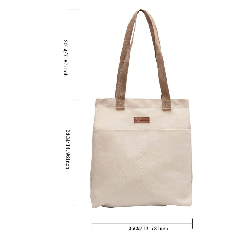 Women's Tote Bag Canvas Sewing Thread Large Capacity Advanced Sense Handbag Convenient Practical Female's Commuter Bag