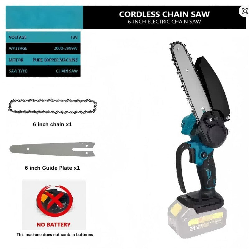1700RPM 6 Inch Mini Li-Ion Electric Chainsaw One Hand Portable Electric Saw Fit 18V Makita Battery