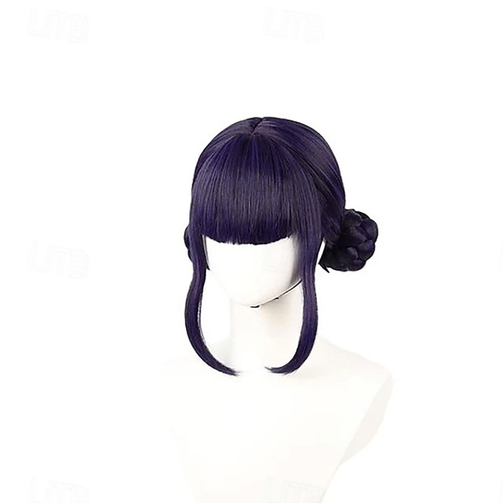 Synthetic Hair Wigs Dark Purple Costume Cosplay Wig Anime Wigs Medium Straight Hair Accessory for Holloween