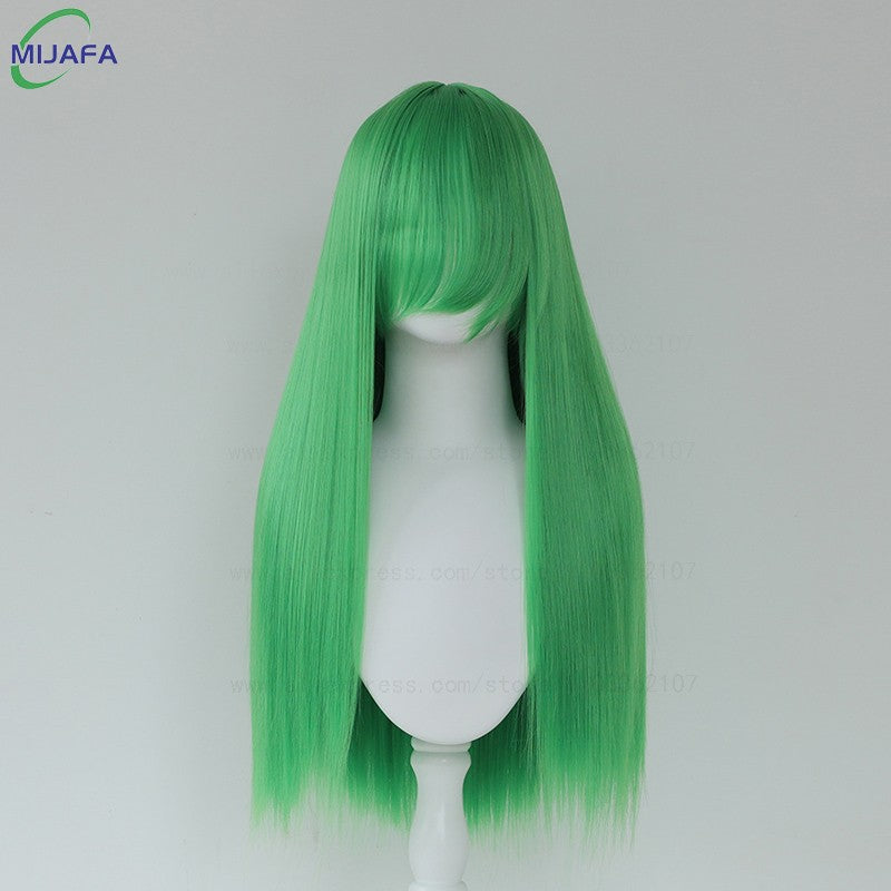 Very High Quality 400g 48 Colors 24Inch 60cm Long Straight Cosplay Wig With Bangs Heat Resistant Hair Anime Wigs + Wig Cap