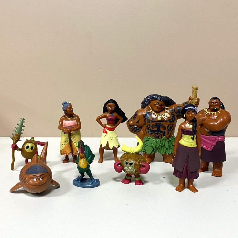 Lot 10pcs/Set 5-8CM Disney Moana Princess Moana Cheif Tui Maui Grandma Tala Pua Pig Rooster Kakamora Action Figures Decoration