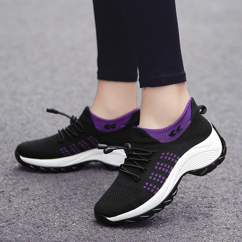 Oiaano Barefoot Womens Walking Shoes GreySock Casual Ladies Fashion Sneakers Comfort Slip On Air Cushion Platform Lightweight