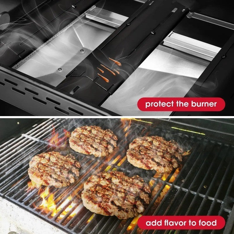 Universal Heat Plates Tent Shield Grill Parts Stainless Steel Adjustable Burner Cover Flame Tamer for Nexgrill Parts Charbroil