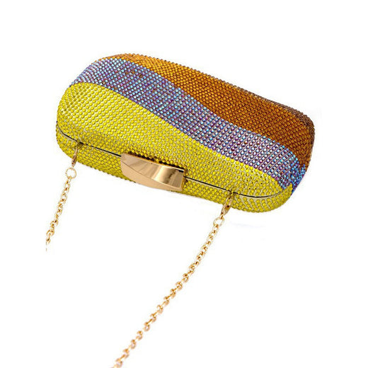 Colorful Rainbow Colors Diamond Evening Purse Wedding Party Crystal Clutch Wallet Bag Banquet Gala Dinner Female Handbag