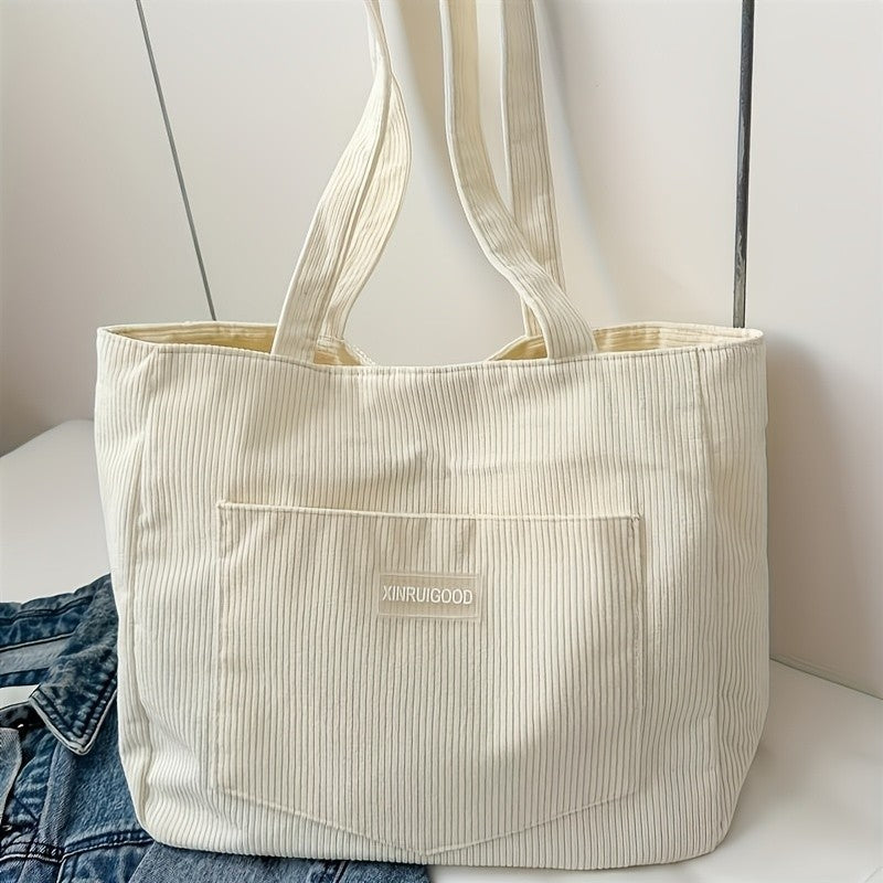 Women's Corduroy Shoulder Tote Bag, Casual Large Capacity Fashion Handbag for Going Out, Purses and Handbags Designer Bag