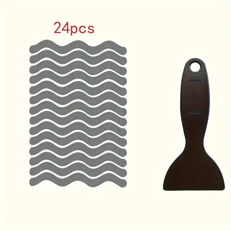 24Pcs Anti Slip Strips S-shaped Colorful Shower Stickers Bathtub Shower Stair Floor Safety Tape Bathroom Mats Bath Supplies