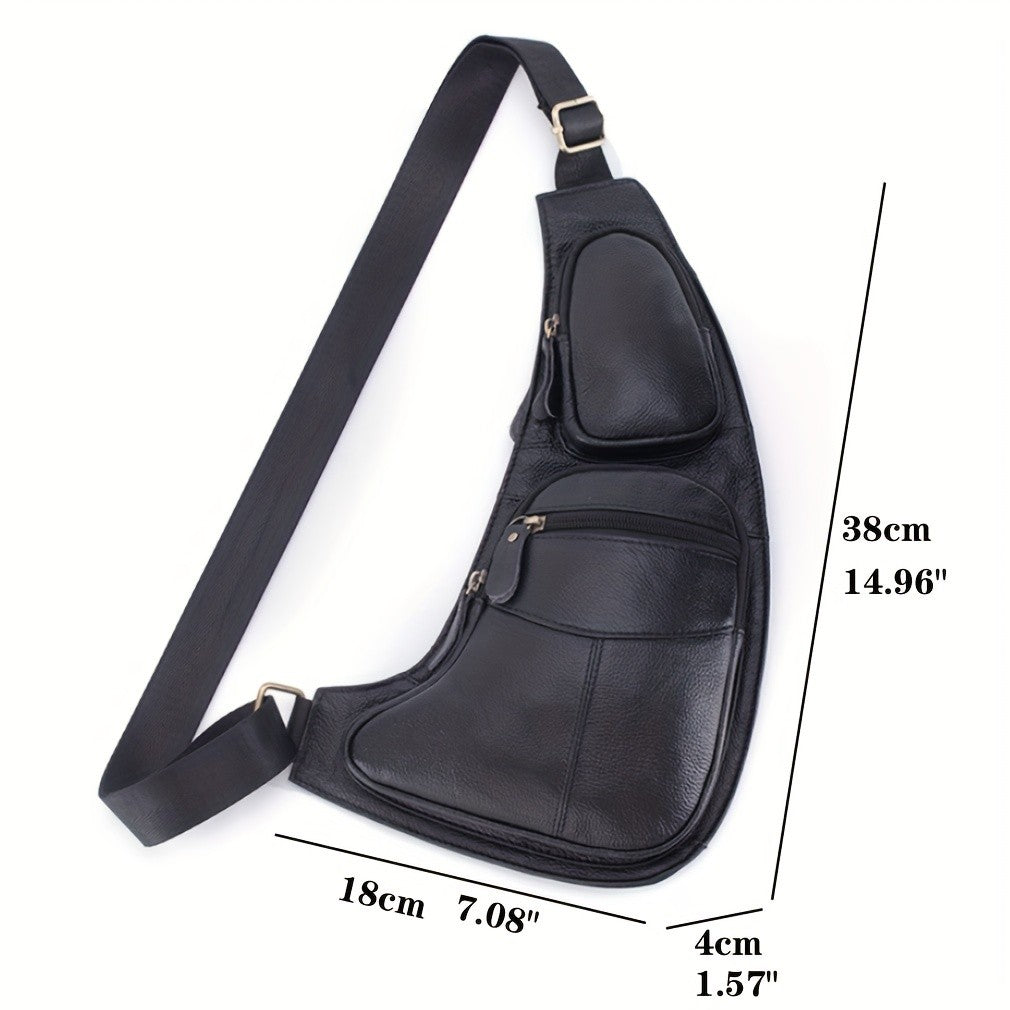 Retro leather crossbody bag, unisex backpack, single-shoulder crossbody bag, outdoor travel hiking camping tactical chest bag