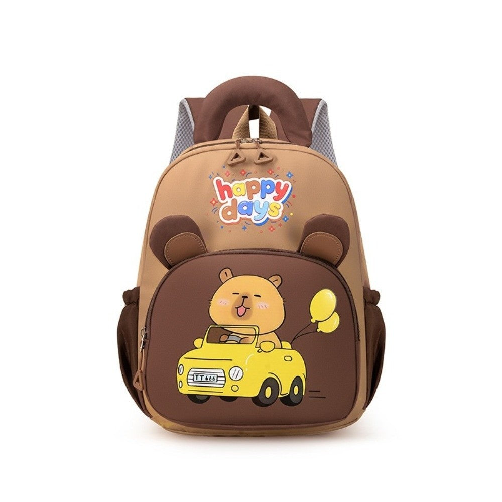 Kawaii Cartoon Capybara Backpack Nylon Lightweight Capybara School Bag Large Capacity Multi-pocket Kindergarten Backpack