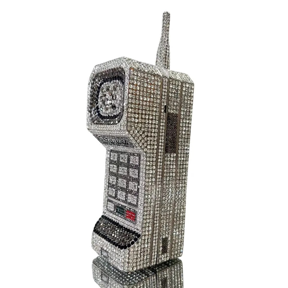 XIYUAN Newest Cellphone Shaped Rhinestone Evening Clutch Purse Luxury Diamond Wedding Party Bag Lady Pink Crystal Bridal Handbag