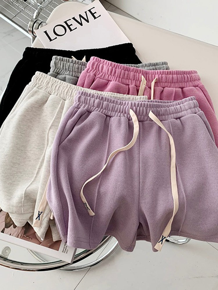AOSSVIAO 2025 Summer Shorts Women Elasticity Lovely Girls Korean Style Sweet Students Harajuku Simple Pure Gray Trousers Female