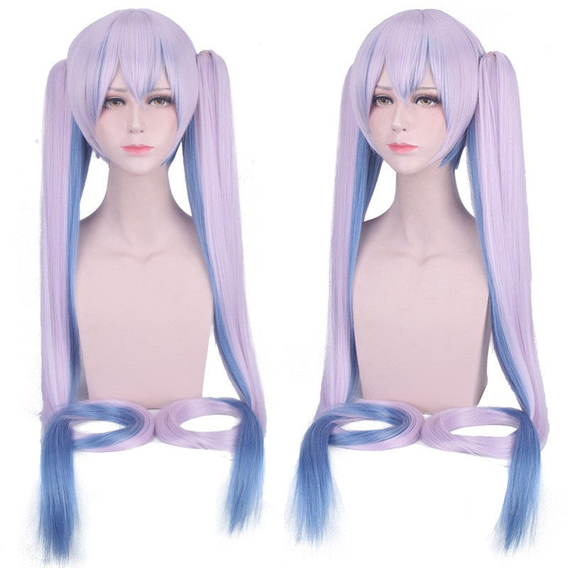 28 Colors Mi Ku Cosplay Wig Long Heat Resistant Synthetic Hair Clip Ponytails Halloween Party Wigs + Wig Cap Snow Mi Ku