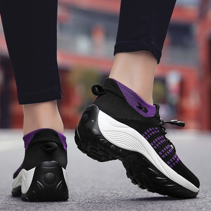 Oiaano Barefoot Womens Walking Shoes GreySock Casual Ladies Fashion Sneakers Comfort Slip On Air Cushion Platform Lightweight
