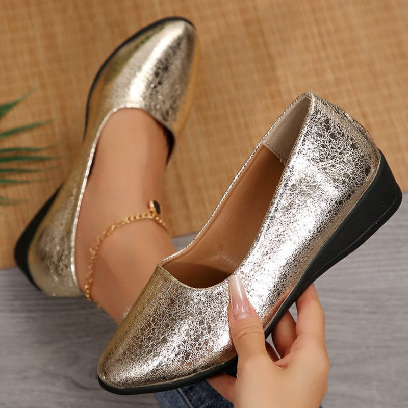 2025 Fashion Bling Flat Shoes for Women Spring Autumn Solid Pointed Toe Women's Shoes All-Match Plus Size Flats Shoes Ladies