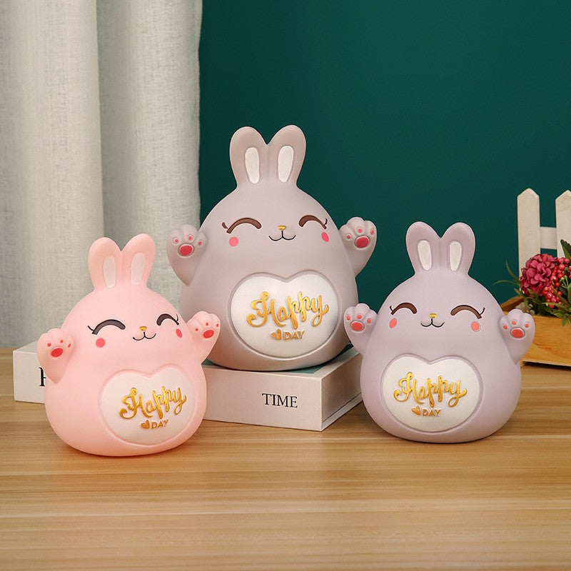 Cartoon Rabbit Piggy Bank Home Living Room Bedroom Ornament Children's Gift Vinyl Anti-fall Piggy Bank Home Accessories