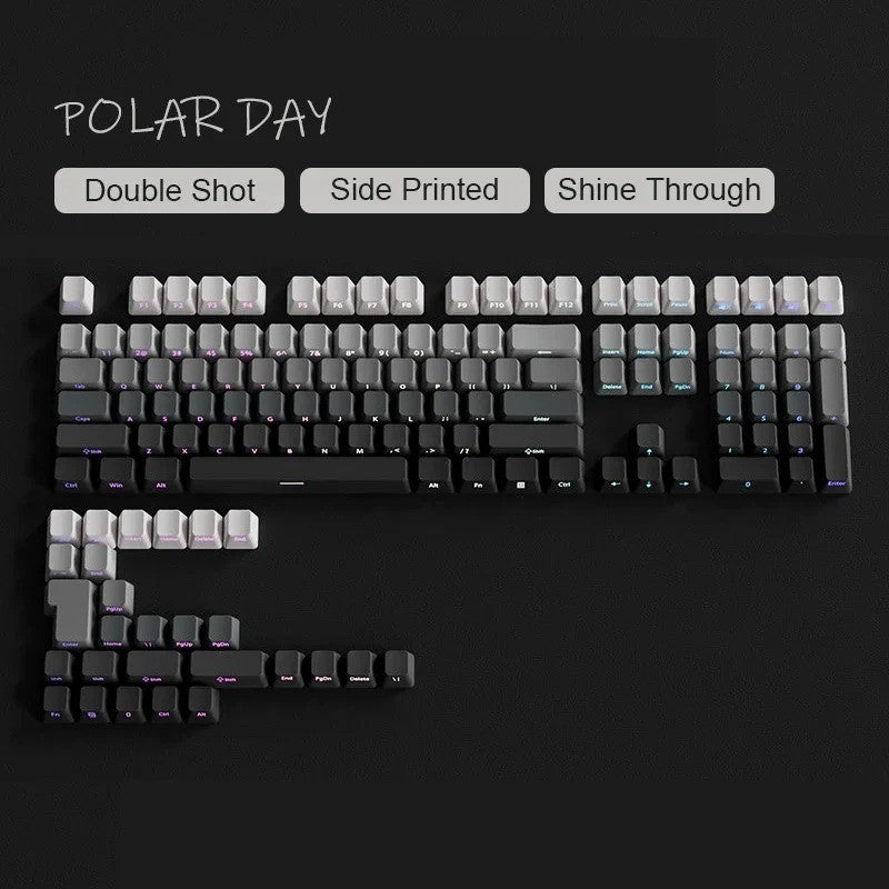 New 133 Keys Gradient Green Shine Through Keycaps Side Printed PBT Keycap Cherry Profile Double Shot for Mechanical Keyboards