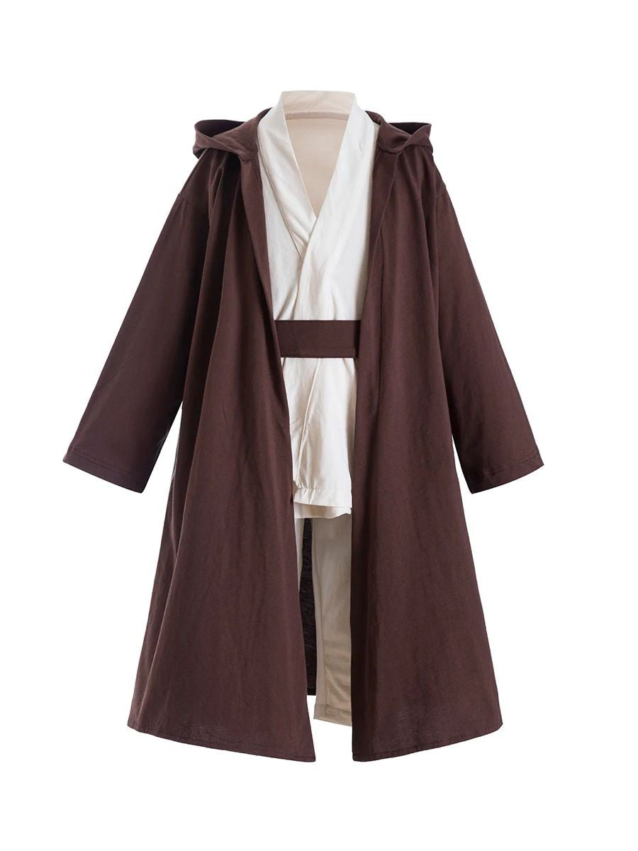 Luke Skywalker 2-Piece Set, Brown Jedi Costume Cloak Robe Boys Child Jedi Cosplay Luke Skywalker Party Outfit rey princess leia