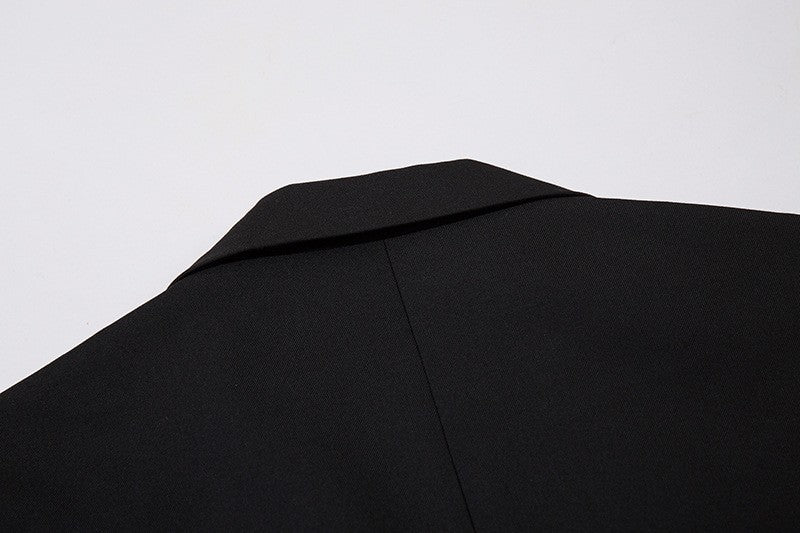 Autumn Winter Mens Fashion Metal Trim Suit Jacket Trendy Brand Solid Color Handsome Hong Kong Style Business Blazer Coat