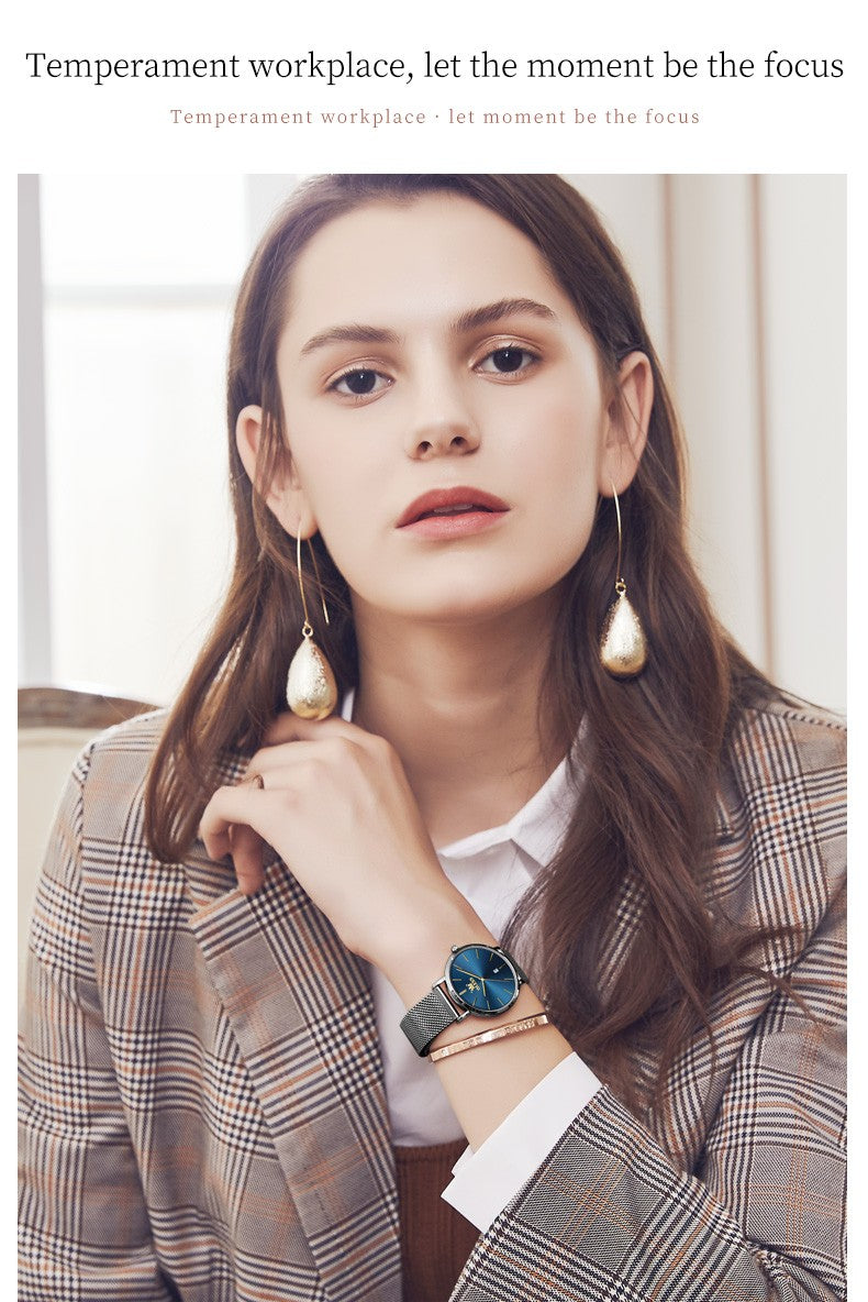 OLEVS 5869 Fashion Women's Watches Milanese Mesh Belt Waterproof Simplicity Versatile Quartz Watch for Lady Original Wristwatch