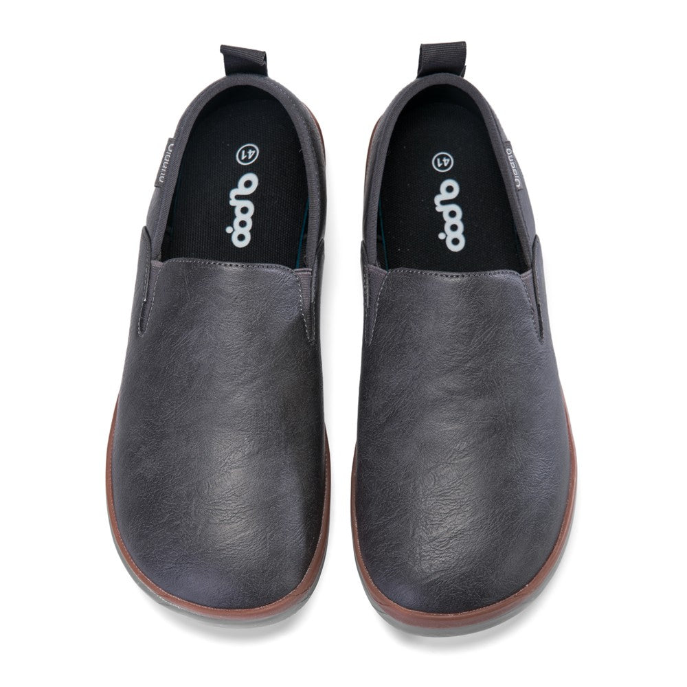 Oiaano Wide Toe Men Minimalist Shoes Comfortable Sneakers Leather Casual Shoes Black Slip On Leisure Loafers Drive Office