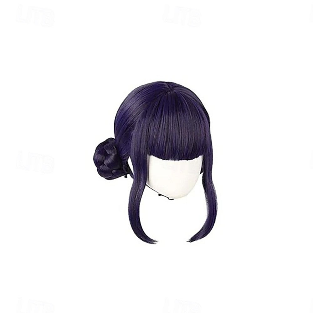 Synthetic Hair Wigs Dark Purple Costume Cosplay Wig Anime Wigs Medium Straight Hair Accessory for Holloween
