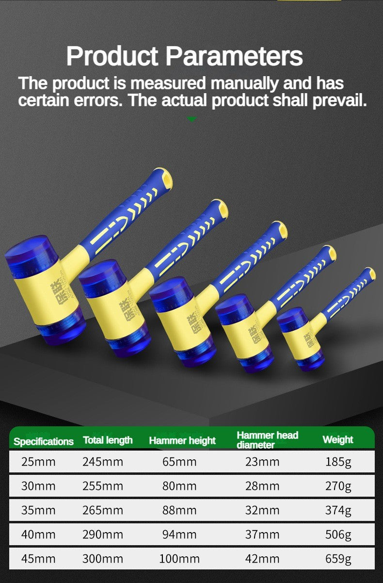 Detachable Insulated Double-Headed Installation Hammer 25mm-45mm Rubber Handle Soft Grip Hammer for Installation Work