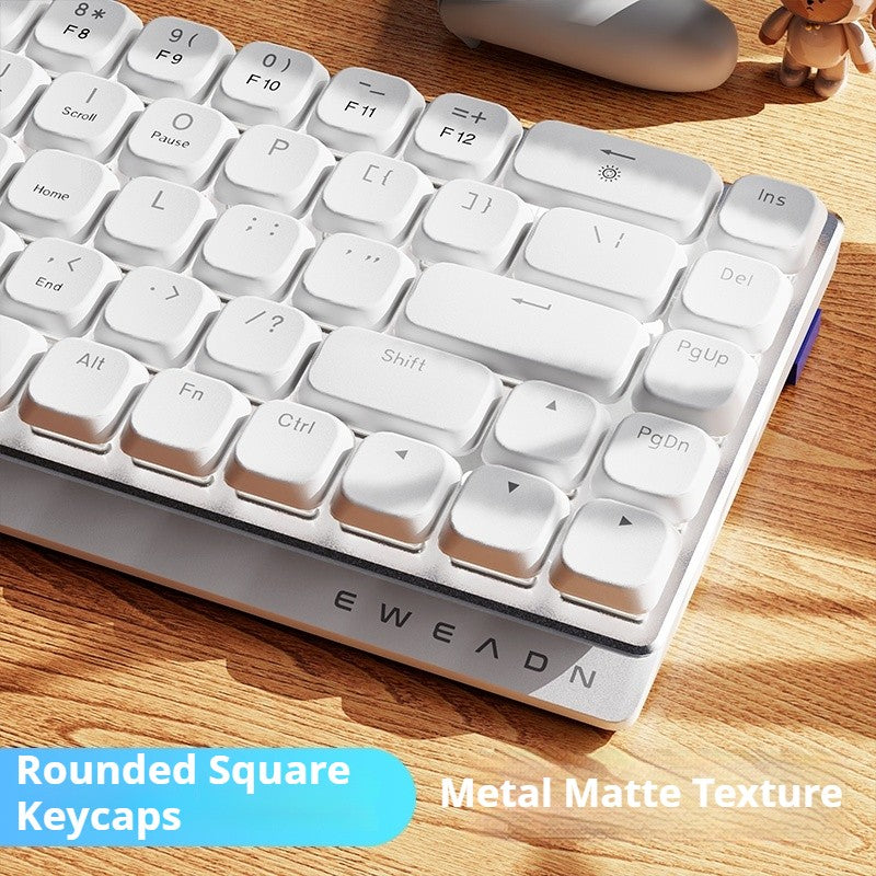 EWEADN Tri-Mode Ergonomic Wireless Gaming Keyboard,BT/2.4G/Wired,Low Profile Switch,Screen Display,Silent,Knob, for PC/Laptop