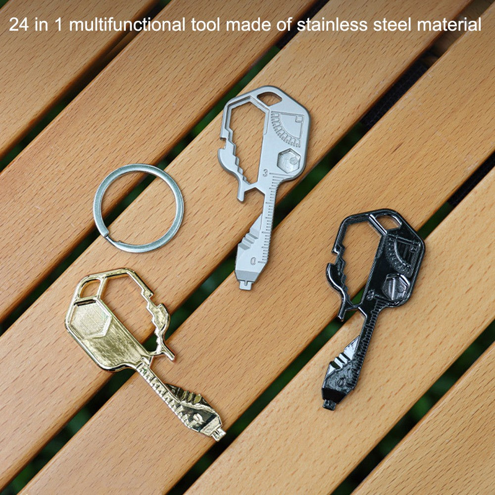 24 in 1 Key Tool Multi functional Stainless Steel Keychain Creative Small Tool Key EDC Key Tool