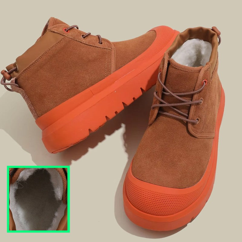 Fujin 4cm New Synthetic Suede Genuine Leather Spring Autumn Ankle Booties Chunky Sneakers High Brand Big Size Plush Women Shoes