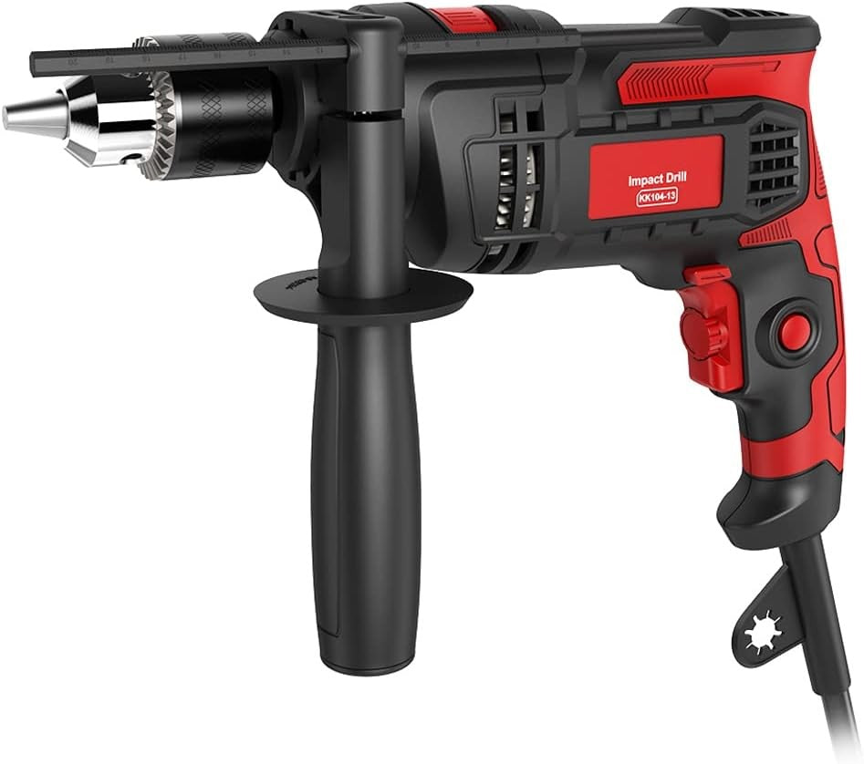 850W Hammer Drill with Variable Speed, Dual Function for Concrete and Wood Drilling