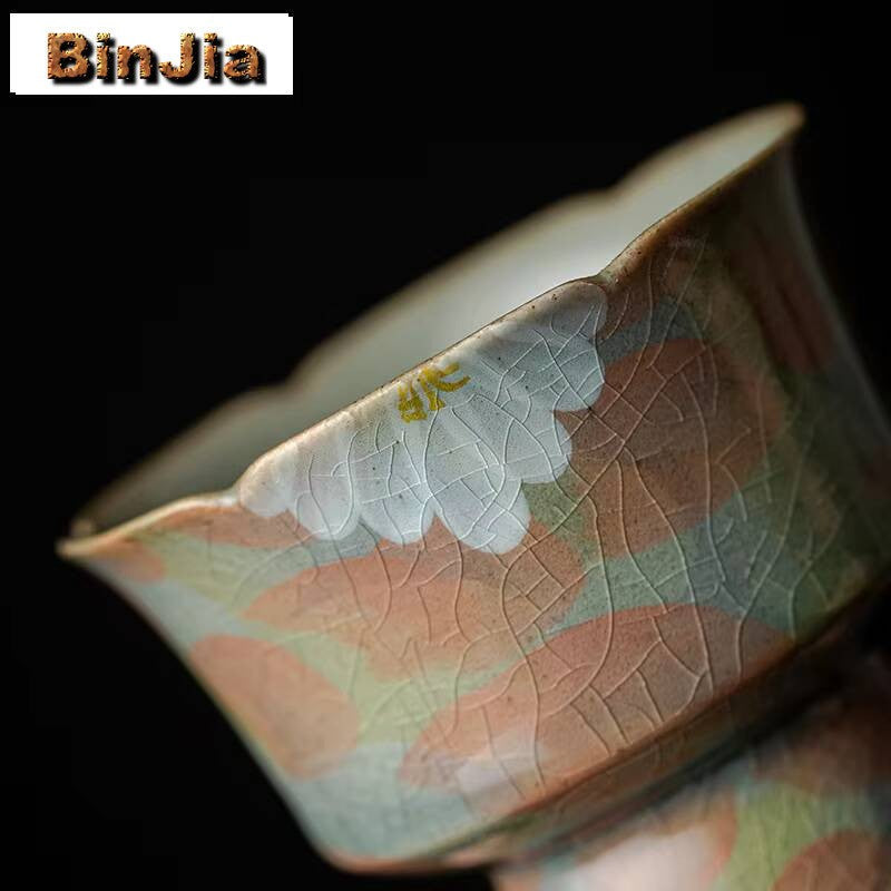 Hand-painted Cracked Glaze Chrysanthemum Fruit Tray Chinese Tall Bowl Dishes Boutique Plates For Food Serving Ornaments 120ml