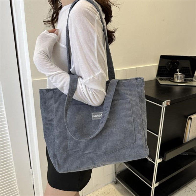 Women's Corduroy Shoulder Tote Bag, Casual Large Capacity Fashion Handbag for Going Out, Purses and Handbags Designer Bag