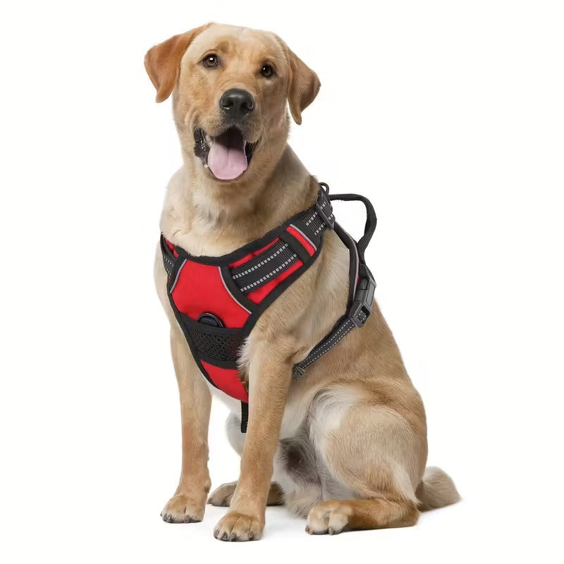 Dog Harness No Pull with 2 Leash Clips, Adjustable Soft Padded, Reflective Oxford No Choke Pet Vest with Easy Control Handle