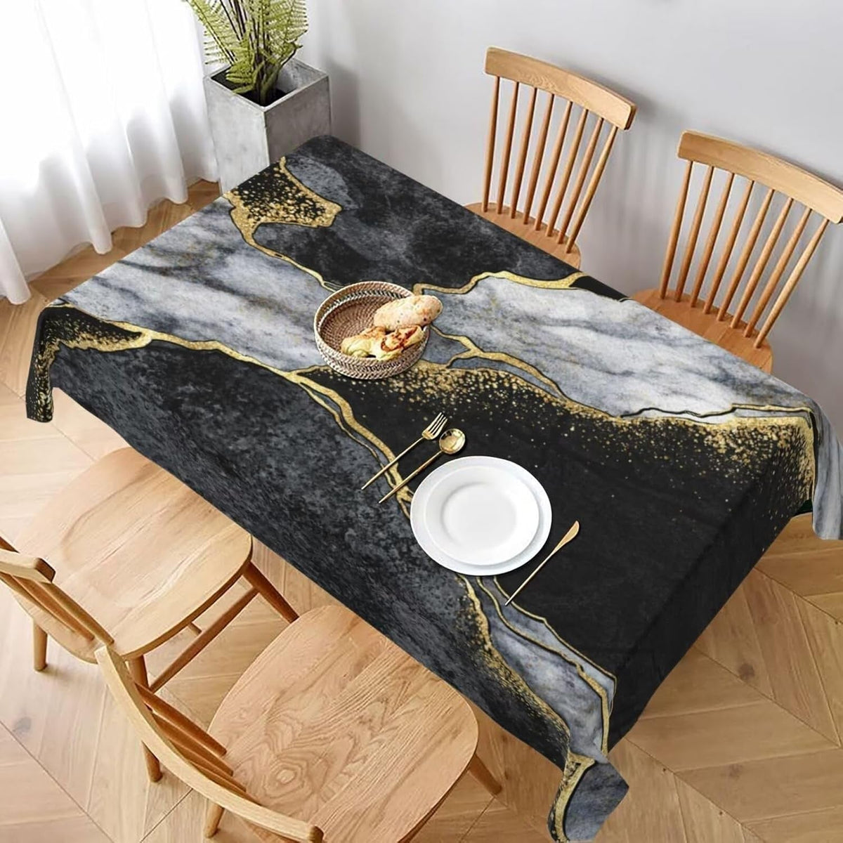 White Grey Gold Marble Texture Rectangle Tablecloth Holiday Party Decor Modern Abstract Geometric Texture Table Cloth Home Decor